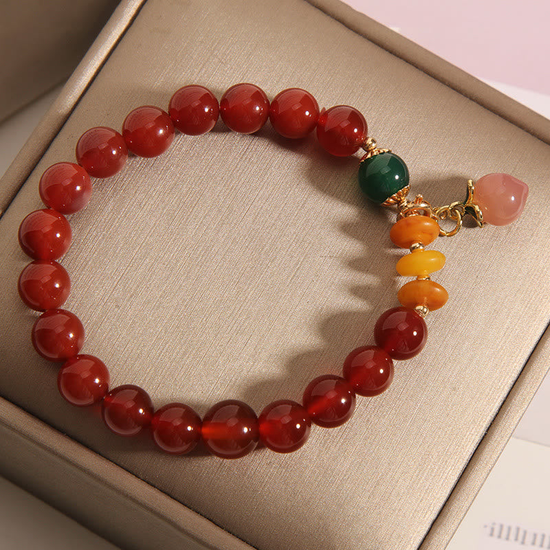 Buddha Stones Roter Achat Bernstein Pfirsich Charm Selbstakzeptanz Armband - image 3