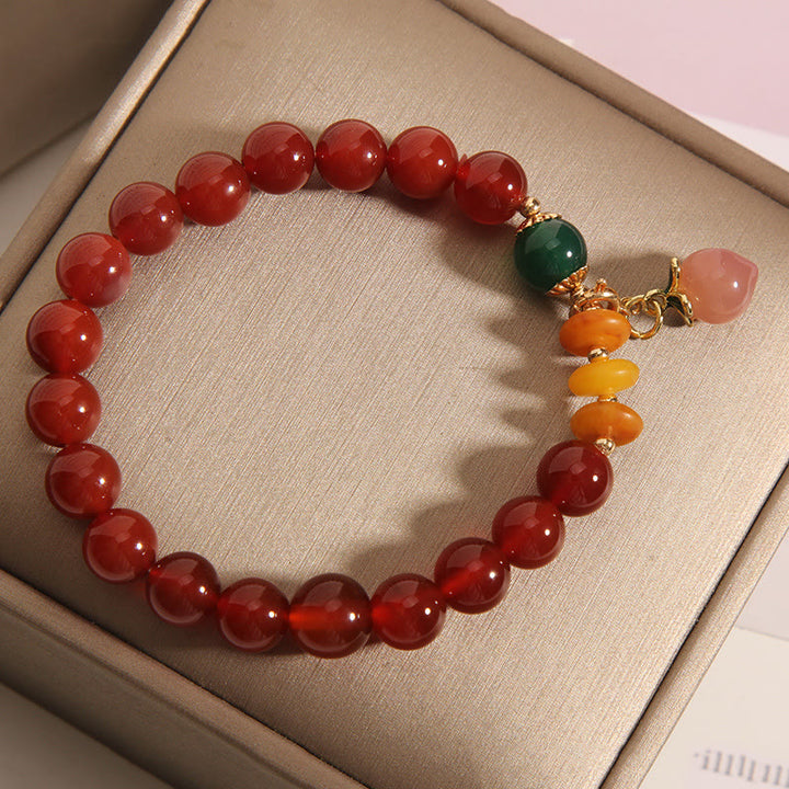 Buddha Stones Roter Achat Bernstein Pfirsich Charm Selbstakzeptanz Armband - image 3