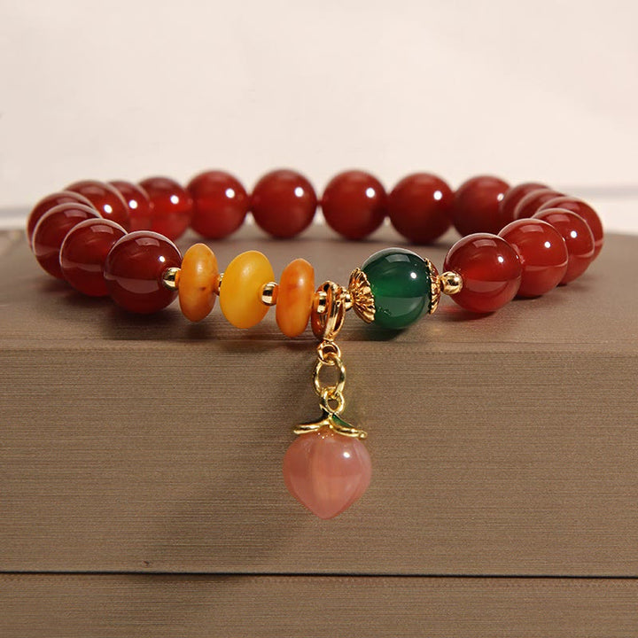 Buddha Stones Roter Achat Bernstein Pfirsich Charm Selbstakzeptanz Armband - image 1
