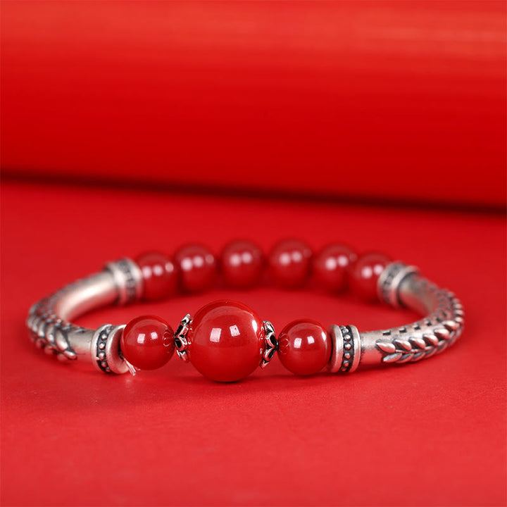 Buddha Stones 999 Sterling Silber Zinnober Weizen Ohren Segen Armband Armreif - image 5