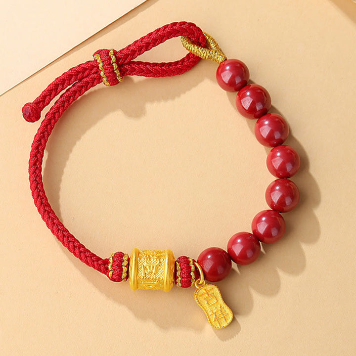 Buddha Stones 999 Sterling Silber Sechs Wahre Worte Om Mani Padme Hum Zinnober Segensschnur Armband - image 3