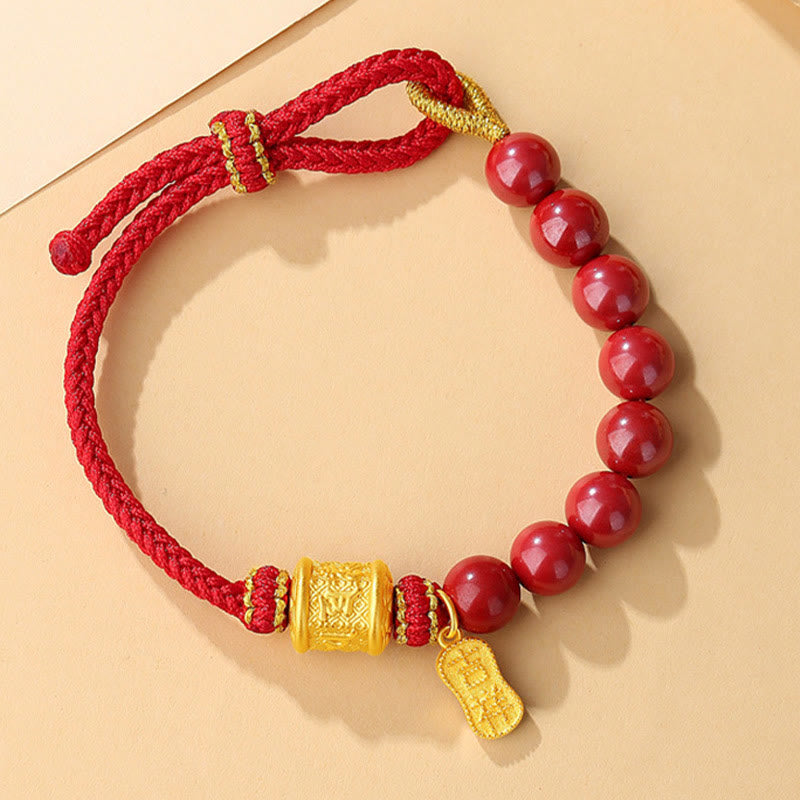 Buddha Stones 999 Sterling Silber Sechs Wahre Worte Om Mani Padme Hum Zinnober Segensschnur Armband - image 3