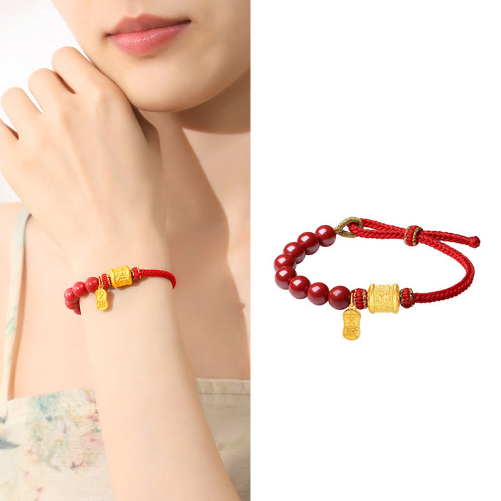 Buddha Stones 999 Sterling Silber Sechs Wahre Worte Om Mani Padme Hum Zinnober Segensschnur Armband - image 14