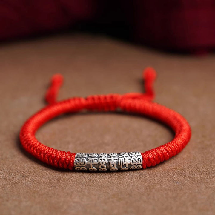 Buddha Stones , handgefertigt, 999 Sterlingsilber, Frieden und Glück, Om Mani Padme Hum, Glücksseil-Armband - Rot (Handgelenkumfang 14–20 cm) - Frieden und Glück - image 15