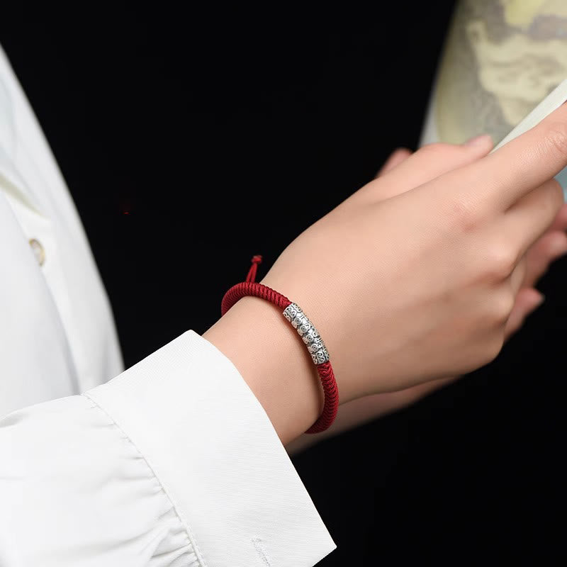 Buddha Stones , handgefertigt, 999 Sterlingsilber, Frieden und Glück, Om Mani Padme Hum, Glücksseil-Armband - image 4