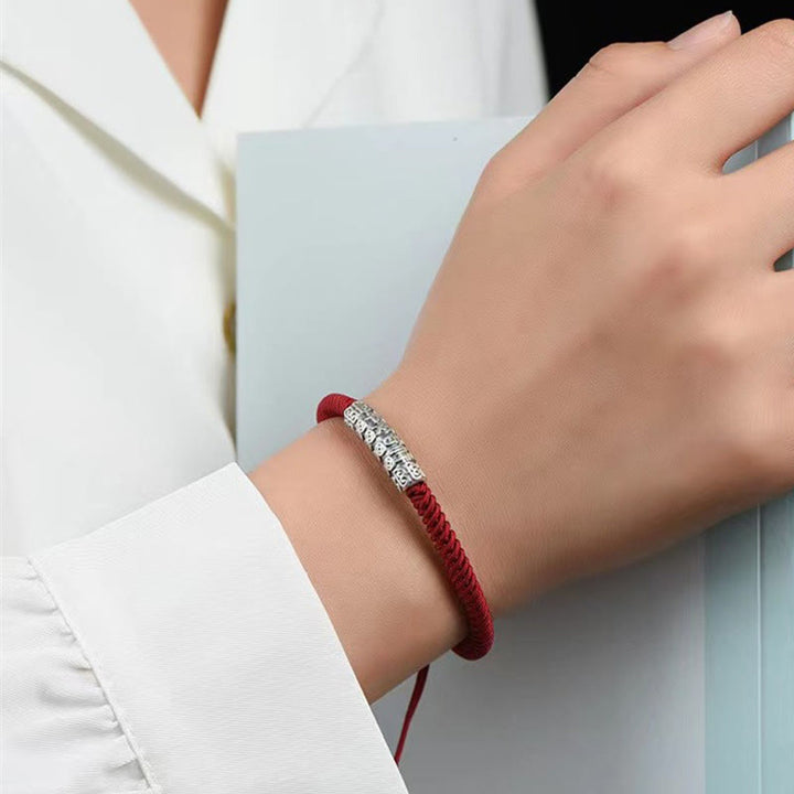 Buddha Stones , handgefertigt, 999 Sterlingsilber, Frieden und Glück, Om Mani Padme Hum, Glücksseil-Armband - image 8