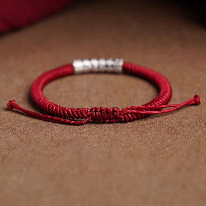 Buddha Stones , handgefertigt, 999 Sterlingsilber, Frieden und Glück, Om Mani Padme Hum, Glücksseil-Armband - image 9