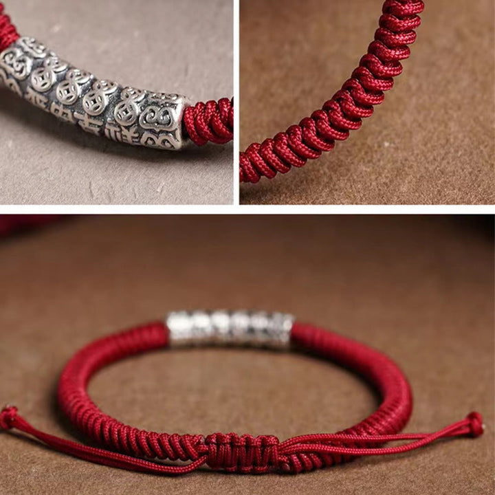 Buddha Stones , handgefertigt, 999 Sterlingsilber, Frieden und Glück, Om Mani Padme Hum, Glücksseil-Armband - image 13