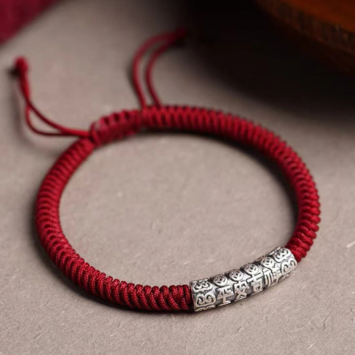 Buddha Stones , handgefertigt, 999 Sterlingsilber, Frieden und Glück, Om Mani Padme Hum, Glücksseil-Armband - image 2