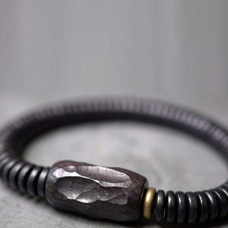 Buddha Stones, Ebenholz, Kupfer, Messing, löchriges Balance-Armband