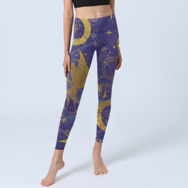 Buddha Stones Mond Sonne Sterne Druck Gym Leggings frauen Yoga Hosen