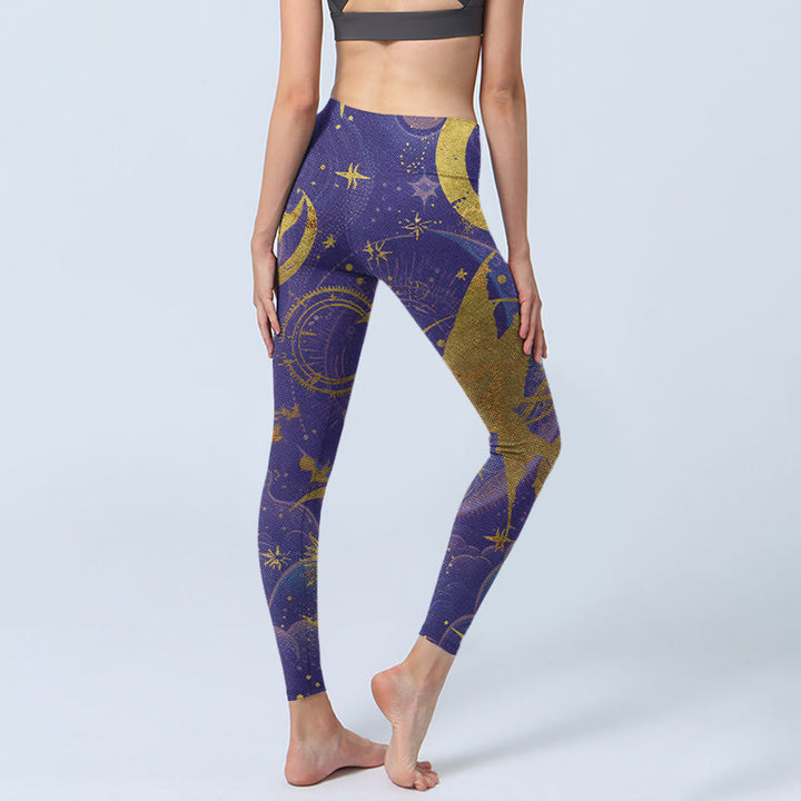 Buddha Stones Mond Sonne Sterne Druck Gym Leggings frauen Yoga Hosen