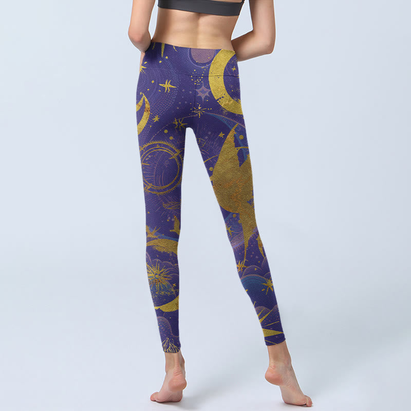 Buddha Stones Mond Sonne Sterne Druck Gym Leggings frauen Yoga Hosen