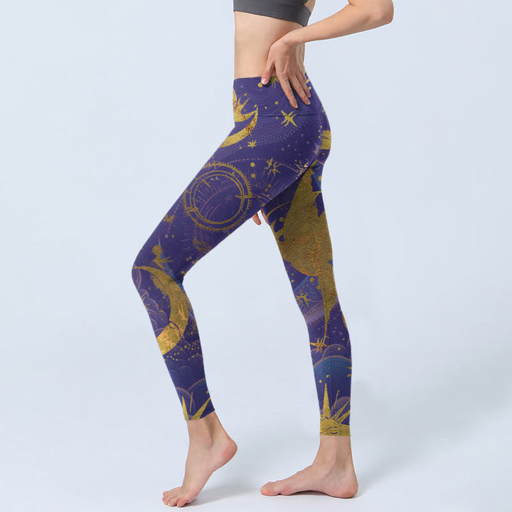 Buddha Stones Mond Sonne Sterne Druck Gym Leggings frauen Yoga Hosen