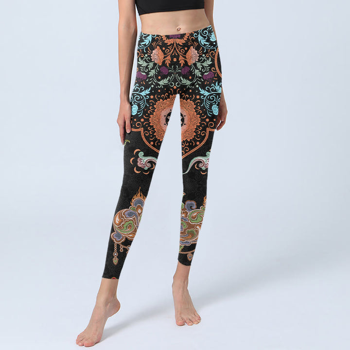 Buddha Stones Mandala Auspicious Wolken Druck Gym Leggings Frauen Yoga Hosen