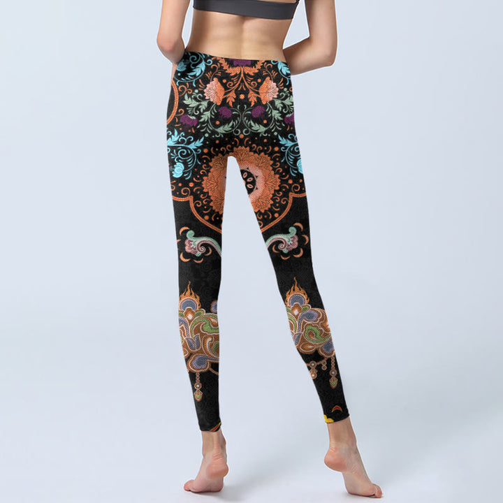 Buddha Stones Mandala Auspicious Wolken Druck Gym Leggings Frauen Yoga Hosen