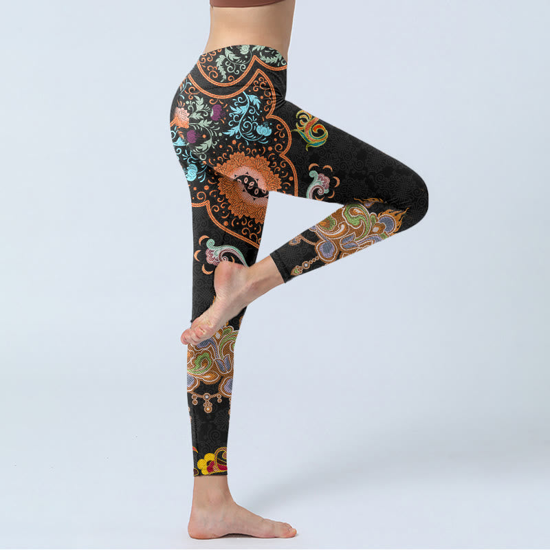 Buddha Stones Mandala Auspicious Wolken Druck Gym Leggings Frauen Yoga Hosen