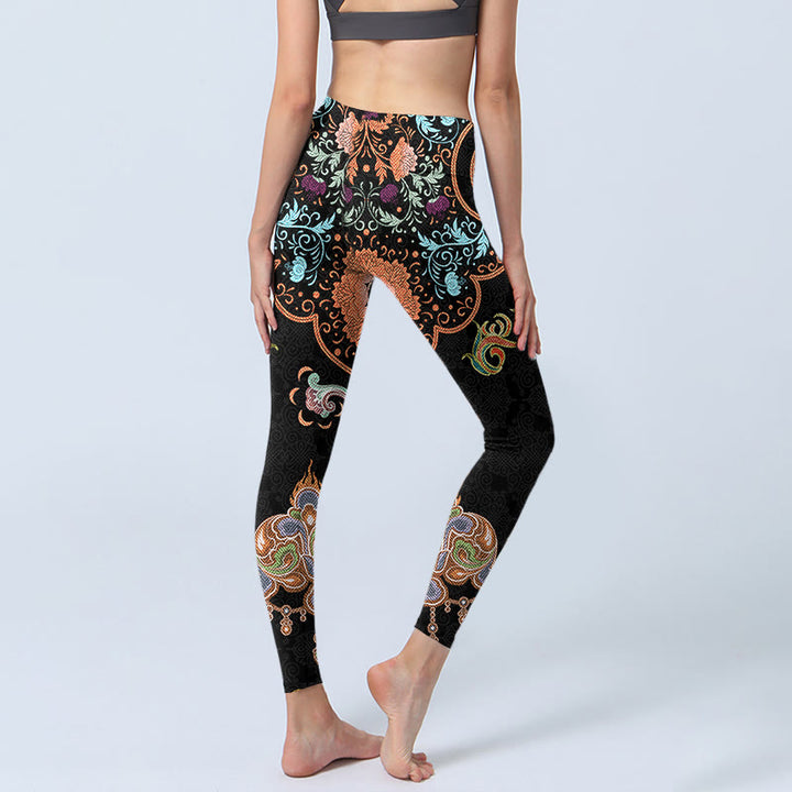 Buddha Stones Mandala Auspicious Wolken Druck Gym Leggings Frauen Yoga Hosen