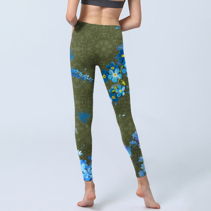 Buddha Stones Blau Blumen Schmetterlinge Druck Gym Leggings frauen Yoga Hosen