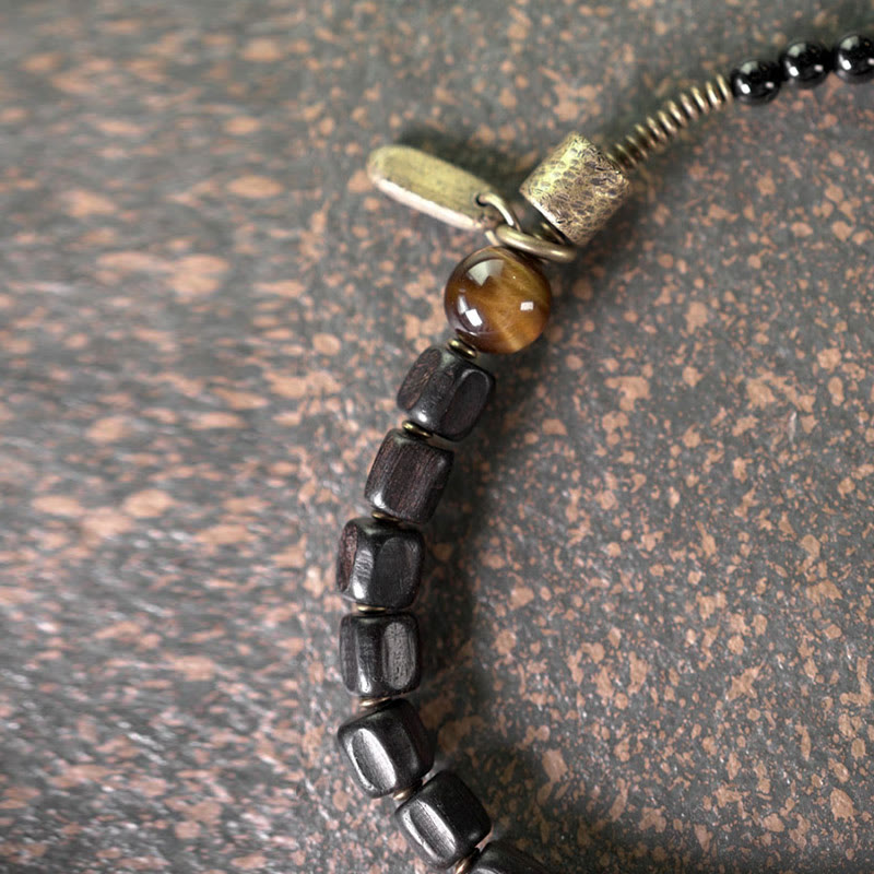 Buddha Stones, Ebenholz, Kupfer, Messing, Tigerauge, Peace-Armband, doppelt gewickelt - image 16