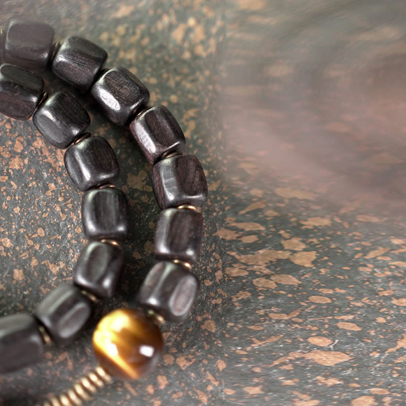 Buddha Stones, Ebenholz, Kupfer, Messing, Tigerauge, Peace-Armband, doppelt gewickelt - image 15