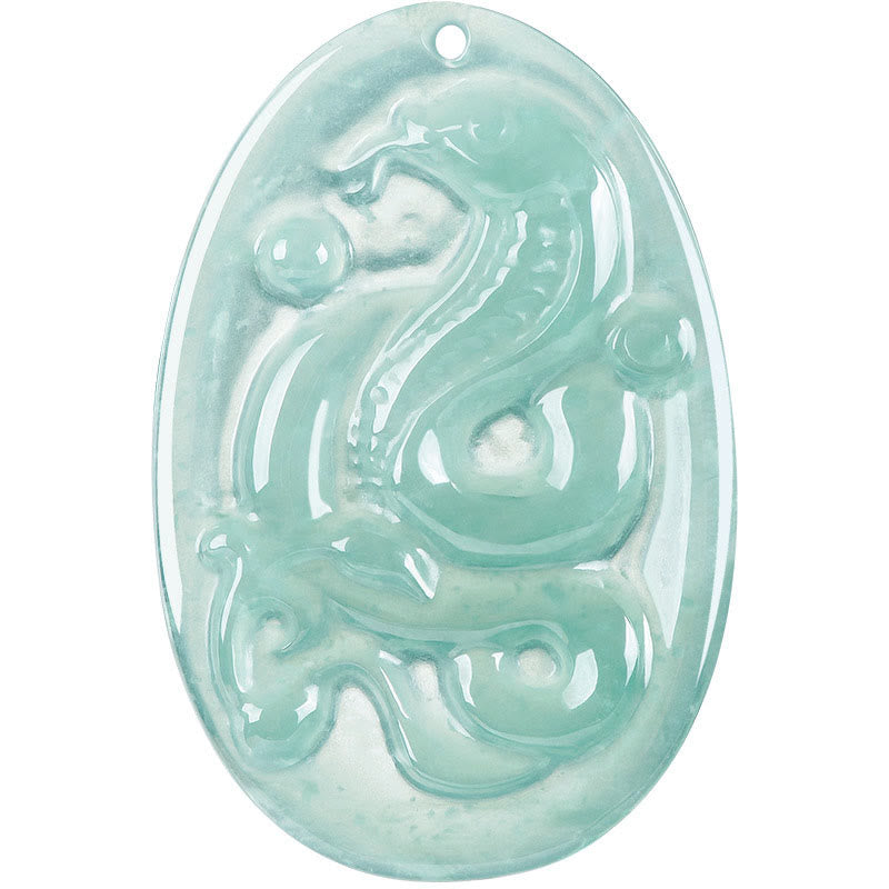 Buddha Stones Halskette mit Anhänger aus natürlicher Jade im ovalen Jahr der Schlange