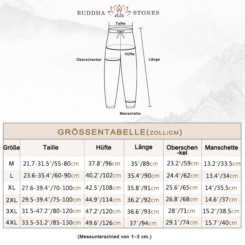 Buddha Stones Lässige Haremshose aus Baumwolle mit Kordelzug und Taschen für Damen - image 4