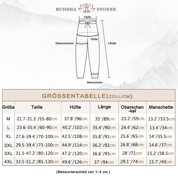 Buddha Stones Lässige Haremshose aus Baumwolle mit Kordelzug und Taschen für Damen - image 4