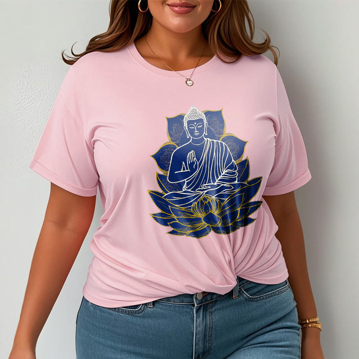 Buddha Stones ​​Buddha sitzt auf dem Lotus Baumwolle T-Shirt - image 20