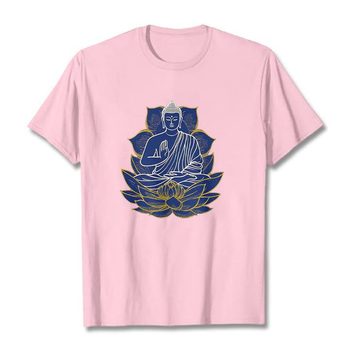 Buddha Stones ​​Buddha sitzt auf dem Lotus Baumwolle T-Shirt - Hellrosa - 2XL - image 19