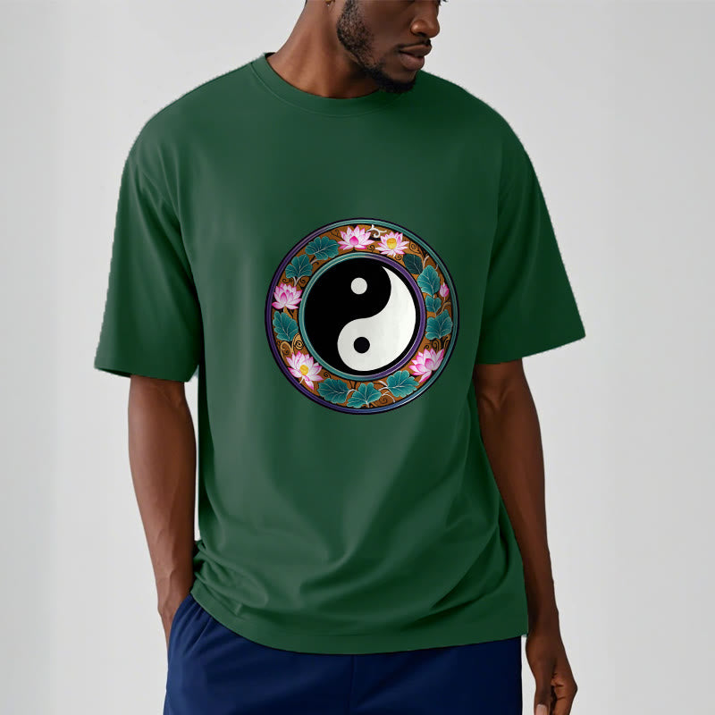 Buddha Stones ​​Yin Yang Lotus Blätter Baumwolle T-shirt - image 9