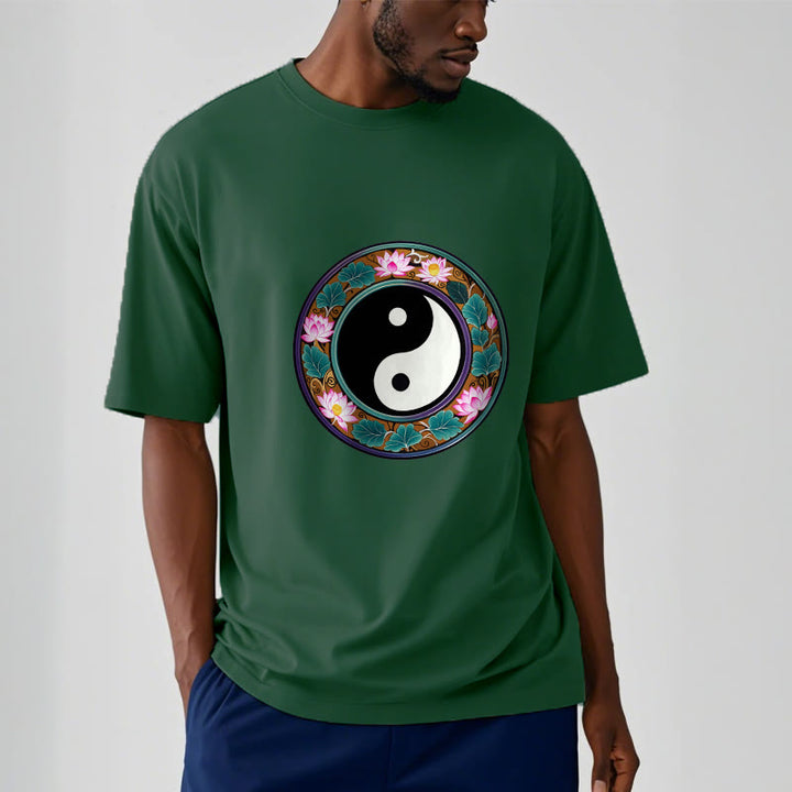 Buddha Stones ​​Yin Yang Lotus Blätter Baumwolle T-shirt - image 9