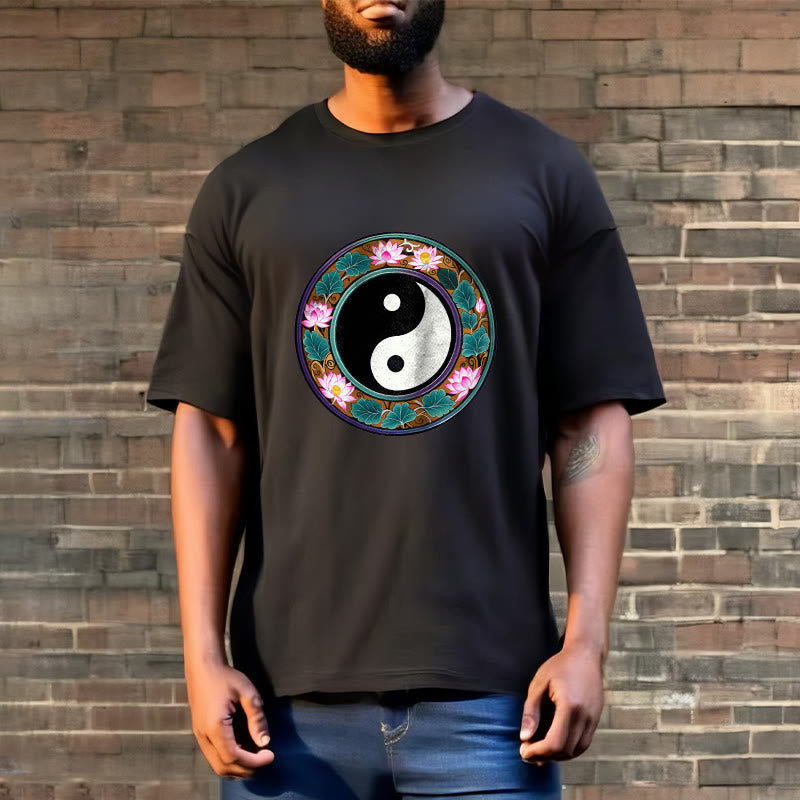 Buddha Stones ​​Yin Yang Lotus Blätter Baumwolle T-shirt - image 5