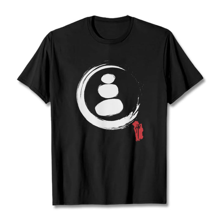 Buddha Stones ​​Zen Kreise Baumwolle T-shirt - Schwarz - 2XL - image 0