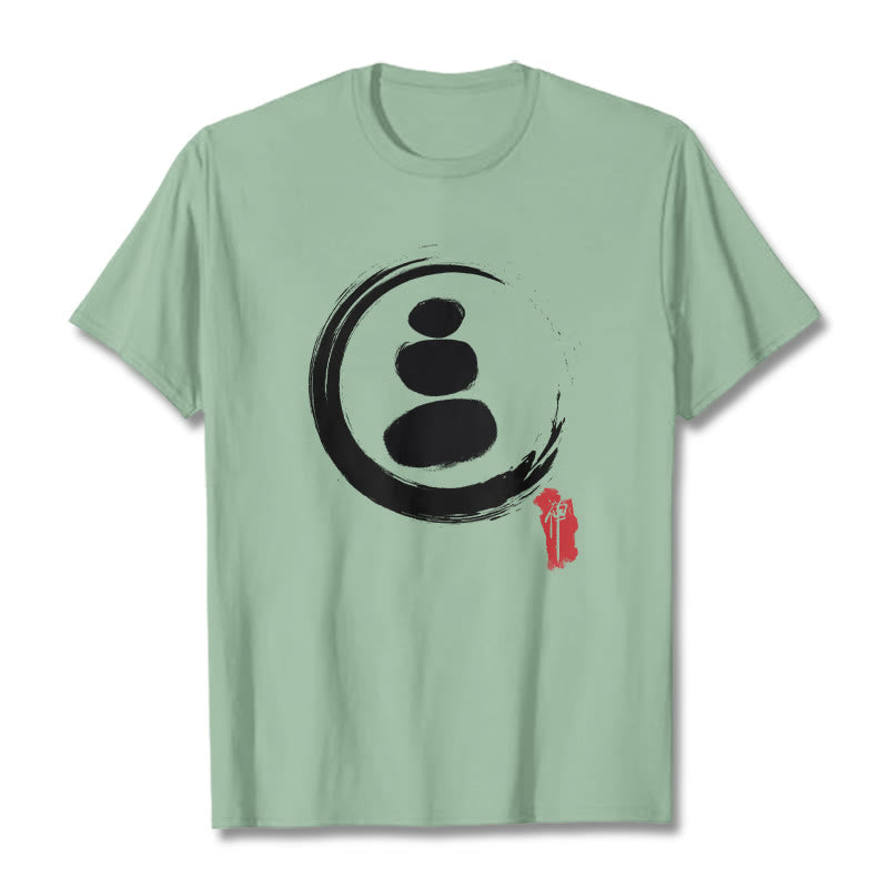 Buddha Stones ​​Zen Kreise Baumwolle T-shirt - Blassgrün - 2XL - image 18