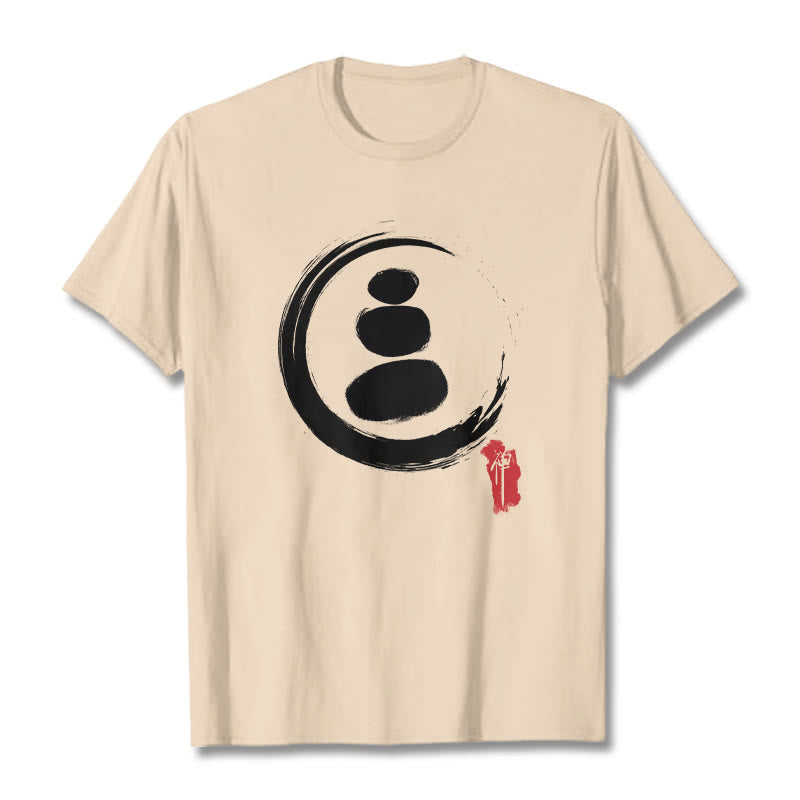 Buddha Stones ​​Zen Kreise Baumwolle T-shirt - Bisque - 2XL - image 6