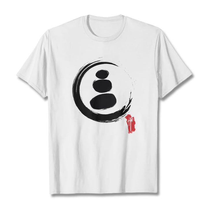 Buddha Stones ​​Zen Kreise Baumwolle T-shirt - Weiß - 2XL - image 10