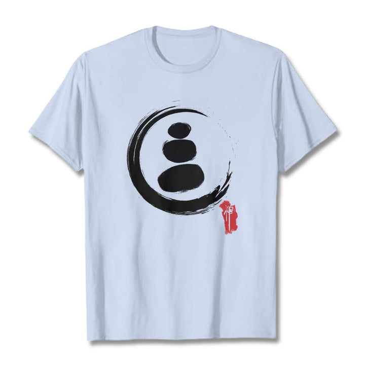 Buddha Stones ​​Zen Kreise Baumwolle T-shirt - Helles Cyan - 2XL - image 15