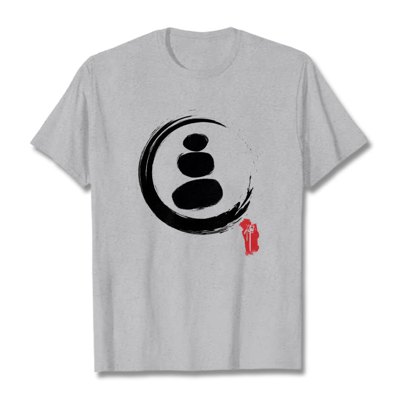 Buddha Stones ​​Zen Kreise Baumwolle T-shirt - Hellgrau - 2XL - image 19