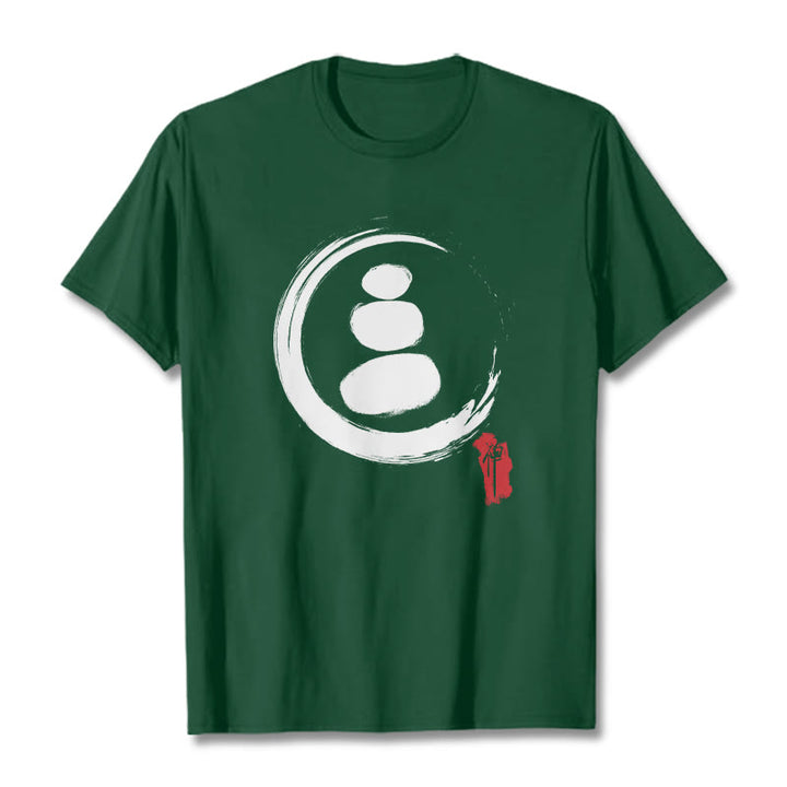 Buddha Stones ​​Zen Kreise Baumwolle T-shirt - Waldgrün - 2XL - image 8