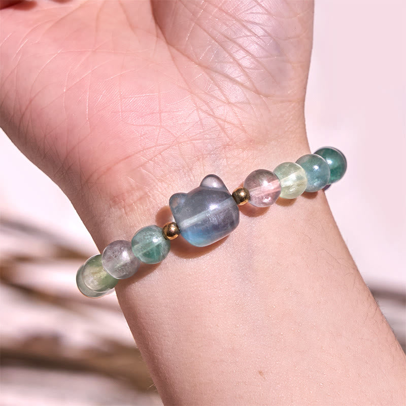 Buddha Stones ​​Amethyst Grüner Aventurin Rosenquarz Fluorit Katzenkopf Balance Glück Armband - image 17