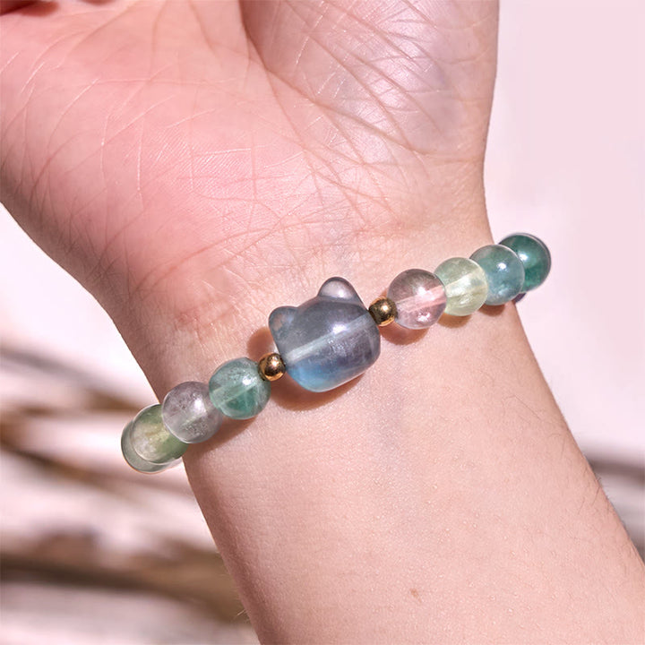 Buddha Stones ​​Amethyst Grüner Aventurin Rosenquarz Fluorit Katzenkopf Balance Glück Armband - image 17