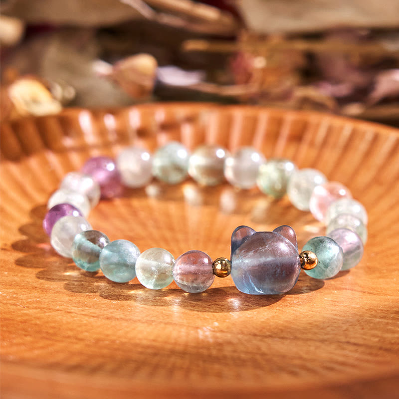 Buddha Stones ​​Amethyst Grüner Aventurin Rosenquarz Fluorit Katzenkopf Balance Glück Armband - Fluorit (Handgelenkumfang: 16–17 cm) - image 16