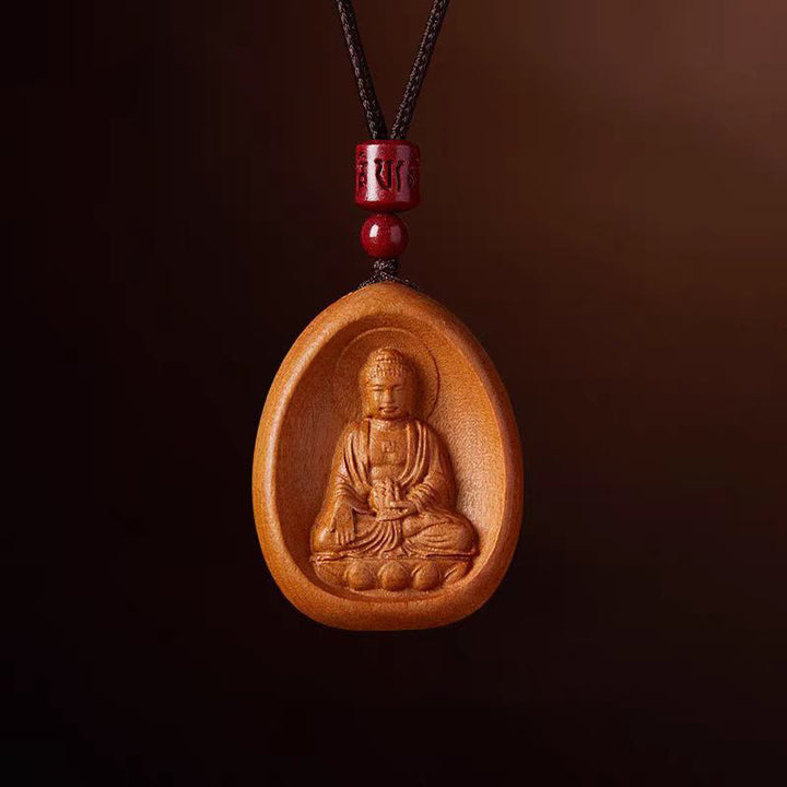 Buddha Stones , Pfirsichholz, Zinnober, Om Mani Padme Hum, chinesisches Sternzeichen, schwarze Halskette mit Anhänger - Pfirsichholz-Hundeschwein - image 20