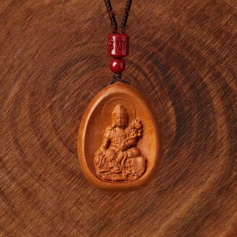 Buddha Stones , Pfirsichholz, Zinnober, Om Mani Padme Hum, chinesisches Sternzeichen, schwarze Halskette mit Anhänger - image 3
