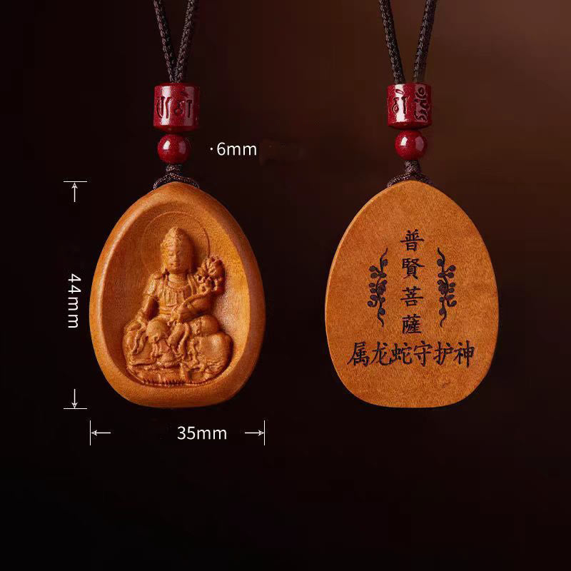 Buddha Stones , Pfirsichholz, Zinnober, Om Mani Padme Hum, chinesisches Sternzeichen, schwarze Halskette mit Anhänger - image 13
