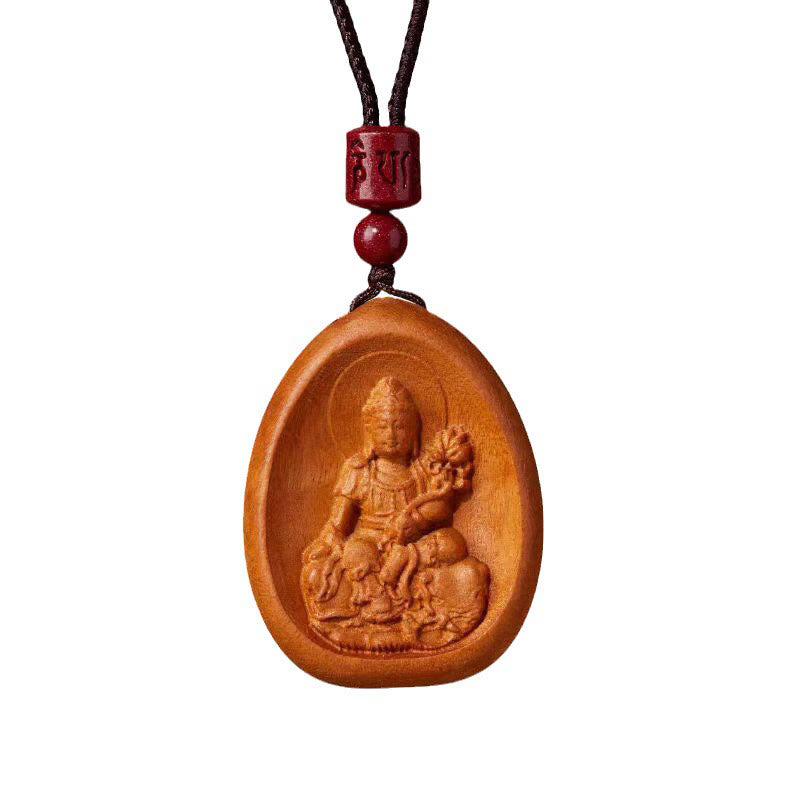 Buddha Stones , Pfirsichholz, Zinnober, Om Mani Padme Hum, chinesisches Sternzeichen, schwarze Halskette mit Anhänger - image 12