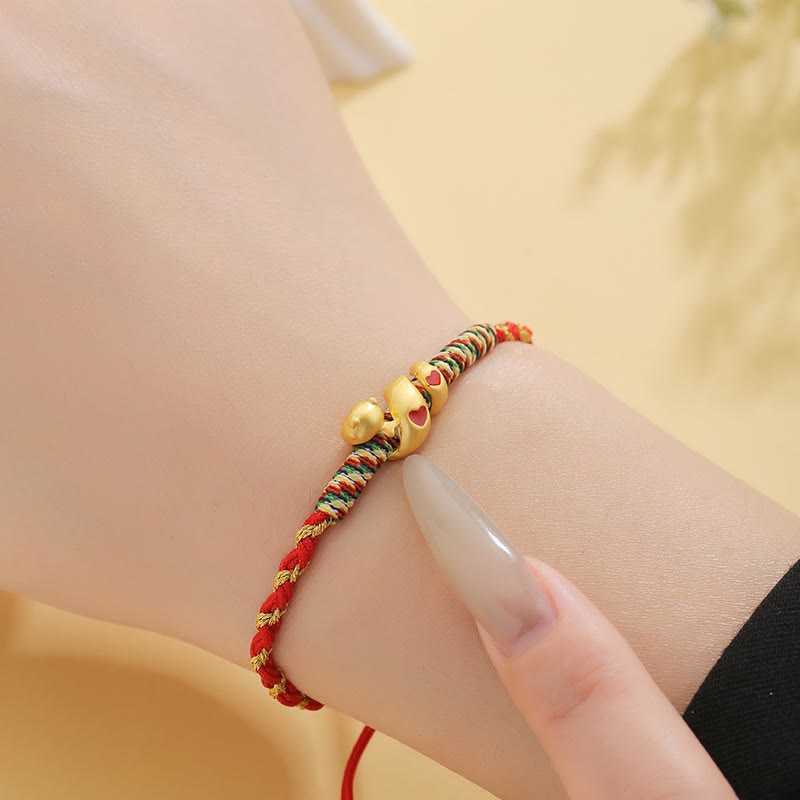 Buddha Stones, rote Schnur, Kupfer, Messing, Liebe, Jahr der Schlange, Schutz, geflochtenes Armband