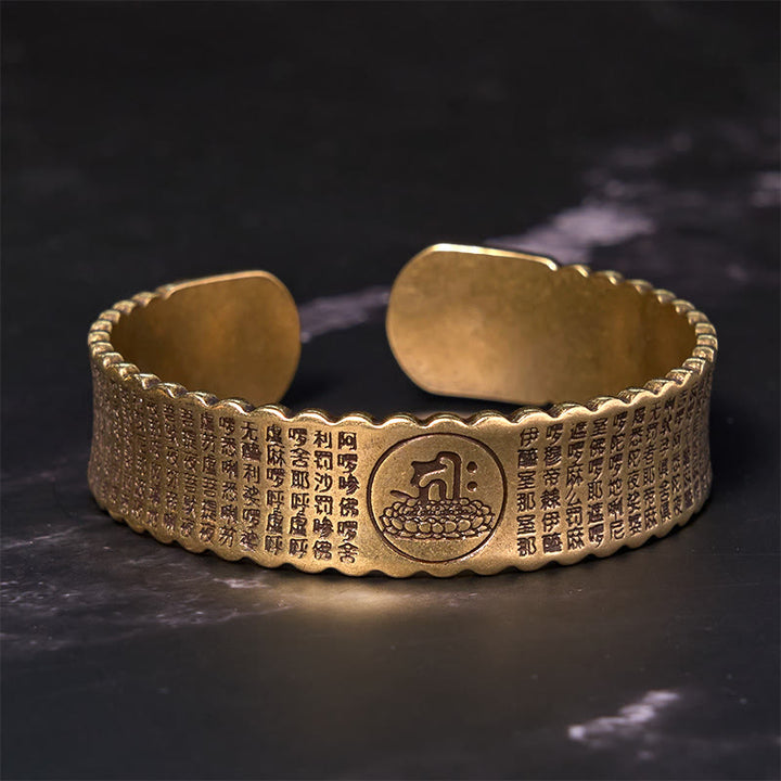 Buddha Stones Großes Mitgefühl Mantra Kupfer Messing Glück Selbstpflege Armband Armreif