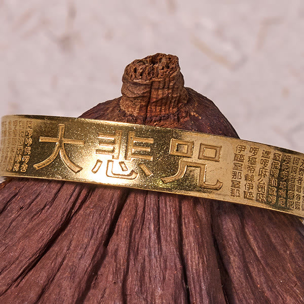 Buddha Stones Großes Mitgefühl Mantra Kupfer Messing Glück Power Armband Armreif